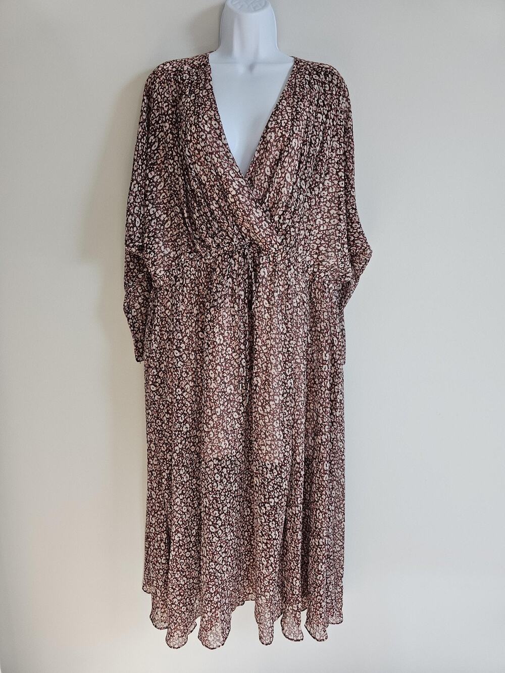 Ted Baker Vallyy Dress Womens 1 US 4 Floral Midi Faux Wrap Relaxed Feminine Art